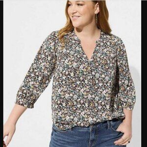 Torrid Harper Studio Crepe De Chine 3/4 Sleeve Blouse